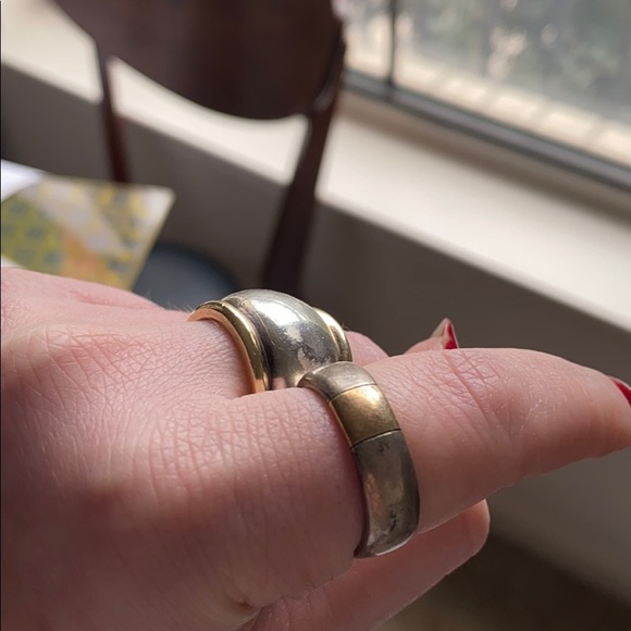 Minimalist gold detail silver ring